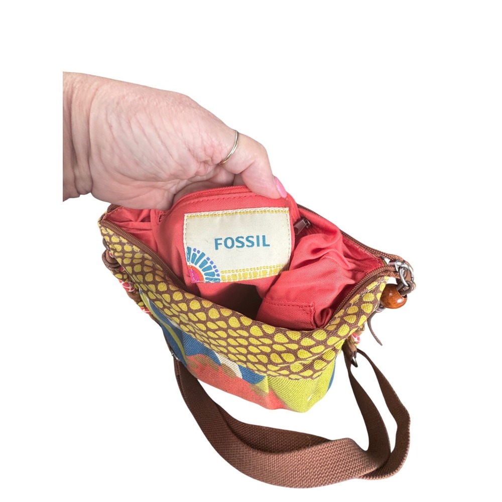 Fossil Canvas Crossbody‎ Purse Floral Print Shoulder Bag - Picture 3 of 4